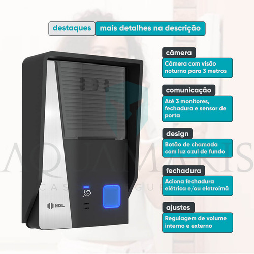 Vídeo Porteiro Eletrônico 3 Pontos Hdl Com App Wifi Connect