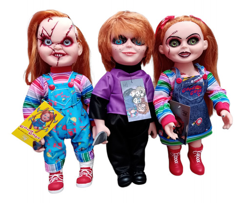 Chucky Glenda Y Tiffany Niño 3 Pzas Good 38cm Luz Y Sonido 