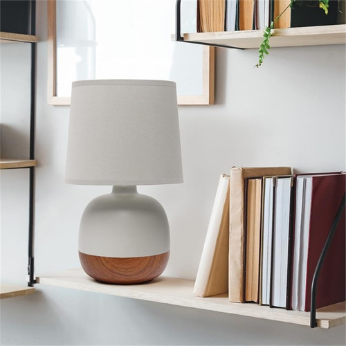 Simple Designs Lt2078-dwg Lámpara De Mesa Madera Oscura Mmg