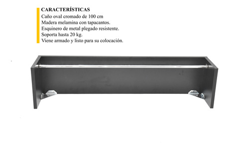 Perchero Comercial De Pared Mox Estante 1 M + 15 Perchas
