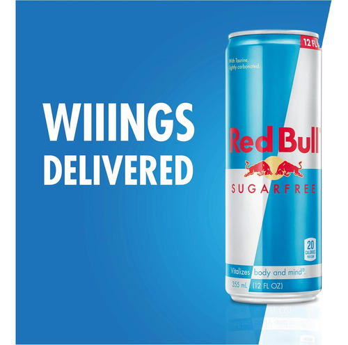 Red Bull Energy Drink Sin Azúcar, Sin Azúcar, 12 Onzas Líqui
