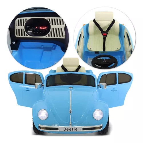 Carro Elétrico Infantil Fusca Beetle 12V Verde com Controle Remoto