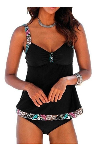 Gift Oversized V-neck Two-piece Tankini Swimsuit