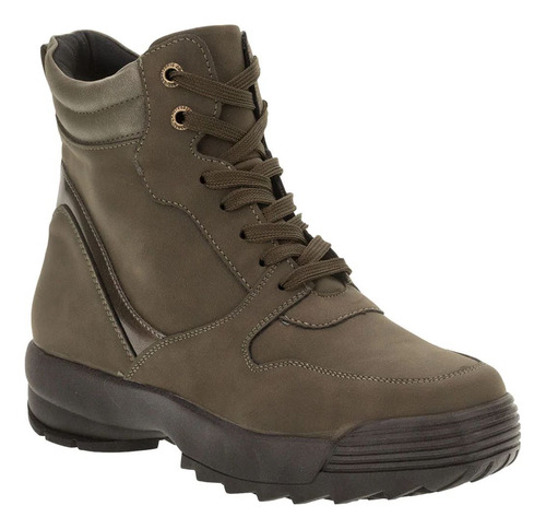 Bota Coturno Cano Curto Anabela Feminino Mooncity 71093 Verd