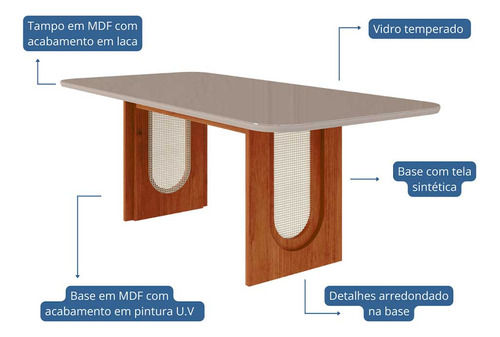 Mesa De Jantar Retangular Valentina Cimol Cinamomo/off White