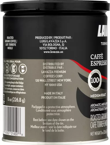 Lavazza, Caffè Espresso, Café Molido, Tostado Medio, 12 Latas de 8 oz