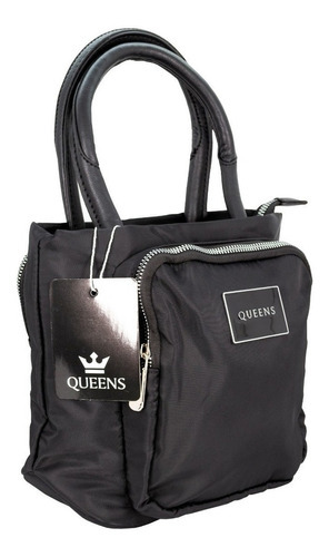 Queens Cartera Bandolera Urbana Mujer Bolso Azul Qv22206 Acabado De Los Herrajes Plateado Color Negro Qv22206 Color De La Correa De Hombro Negro Diseño De La Tela Liso