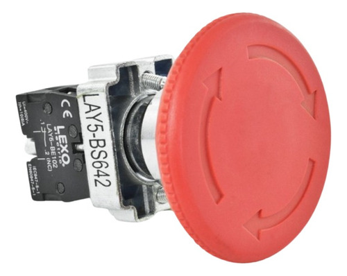 Pulsador De Emergencia Hongo Metalico Rojo 22mm 1nc  Lexo