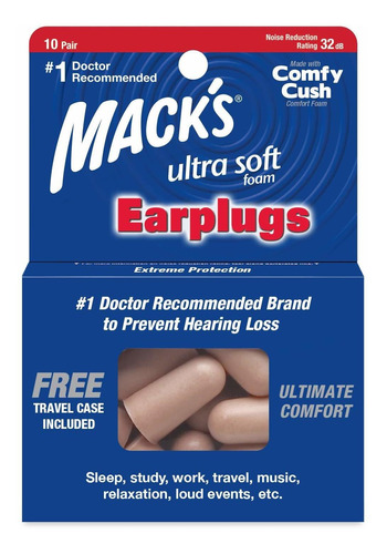 Tapones Para Los Oídos Mack's De Espuma Ultra Suave 10 Pares