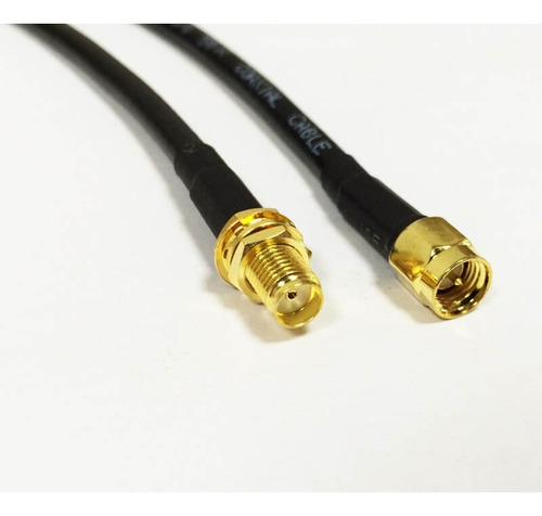 Cabo Pigtail 50 Centimetros Rgc58 Sma Macho + Sma Femea Cor Preto