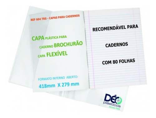 Capa Flexivel P Caderno Brochurão  Kit 5 Unidades - Ref 604