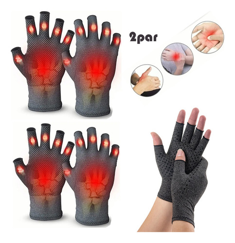 Guantes Artritis Reumatoide Térmicos Compresión Alivia Dolor Gris Oscuro L