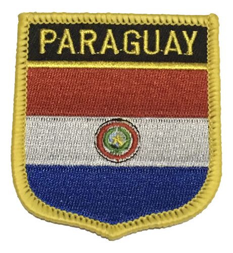 Patche Aplique Bordado Escudo Da Bandeira Do Paraguai 6x7 Cm