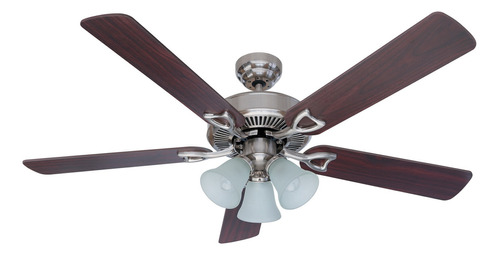 Ventilador de techo Hunter Classic Plus níquel cepillado con 5 aspas, 52" de diámetro