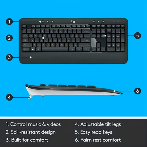 Kit De Teclado Y Mouse Inalámbrico Logitech Mk540 En Español