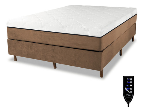 Cama box com colchão massageador magnético queen cor marrom