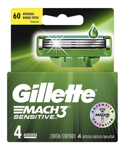 Carga Gillette Mach3 Sensitive C/ 4 Unidades