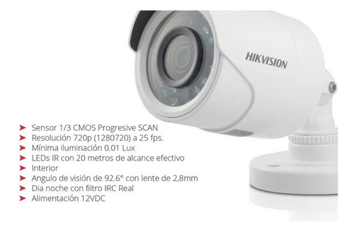 Cámara Bullet Hikvision Ds-2ce16c0t-ipf 720p 2,8mm Exterior