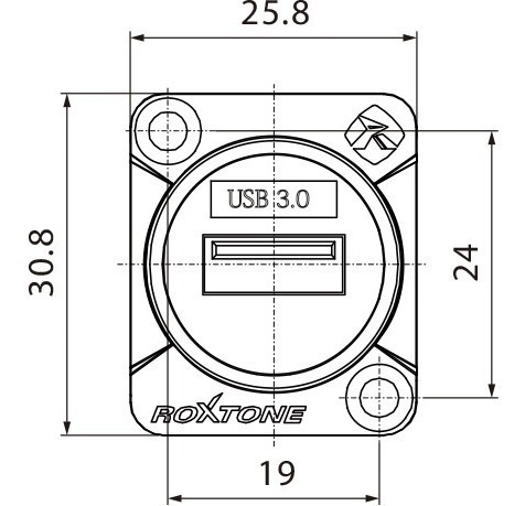 Imagen 2 de 5 de Ficha Conector Usb 3.0 Hembra Chasis Roxtone Rau3d