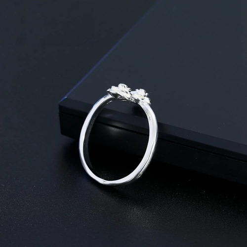 2 Anillos Ajustable Plata 925 Mujer Corazón Flor Regalo