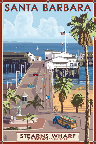 Santa Barbara California Stern's Wharf Impresion Arte Pared