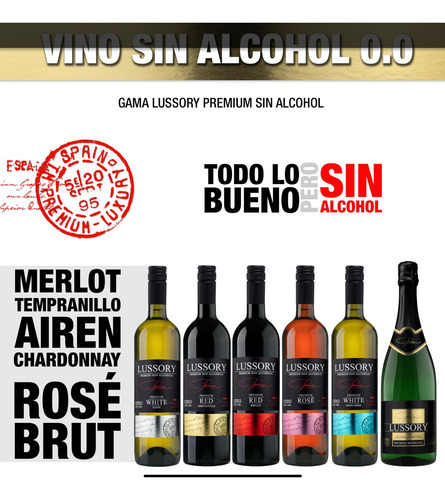 Vino Español Sin Alcohol 0.0% Premium Lussory Red Merlot