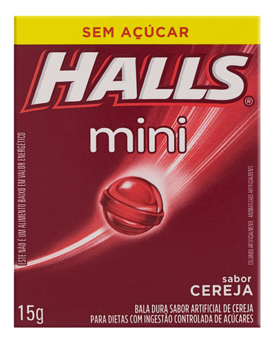 Bala Halls Mini cereja sem glúten 15 g 