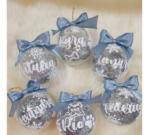 Pack 4 Bolas,esferas Transparentes De Navidad Personalizadas
