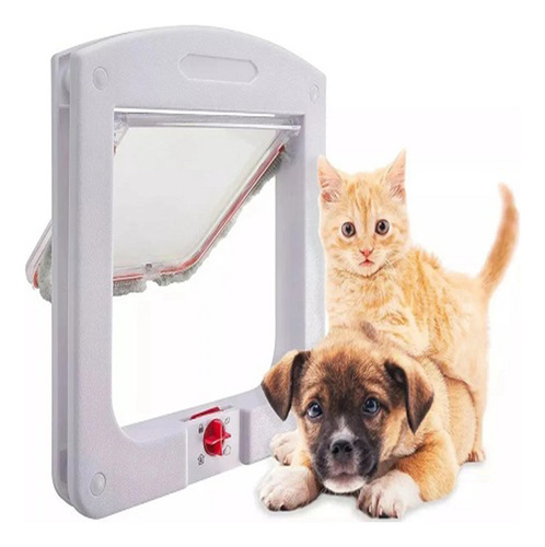 Porta Pet Door Para Cães E Gatos Ate 7kg Com Trava 4 Funções