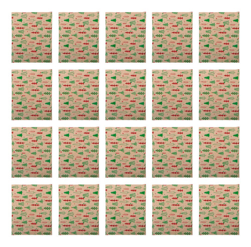 20 Piezas De Papel De Regalo De Navidad, Árbol De Navidad