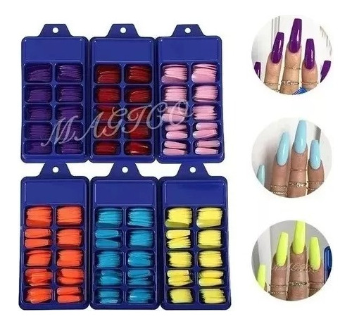 Tips Coffin Ballerina Colores 100 Unidades Uñas Esculpida