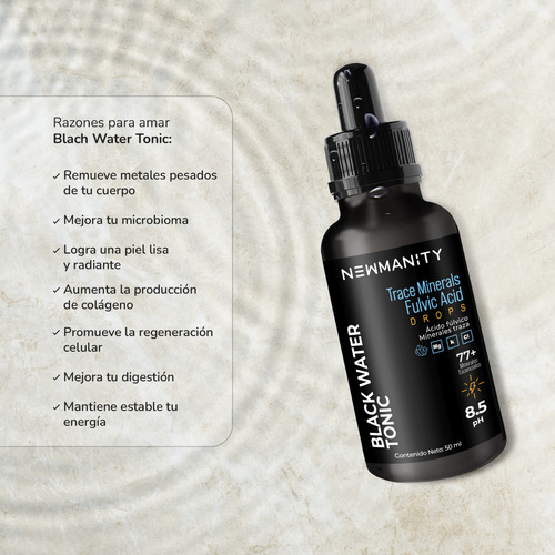 Black Water Tonic 50 Ml | Alcalinizador | Fulvico Shilajit