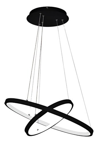 Lustre Pendente Moderno Anéis 60cm Led 45w 2 Arcos Cobre Ful Estrutura Preto 127/220V