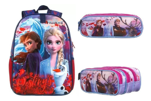 Mochila Escolar Frozen 2 Costas Inverno Com Estojo