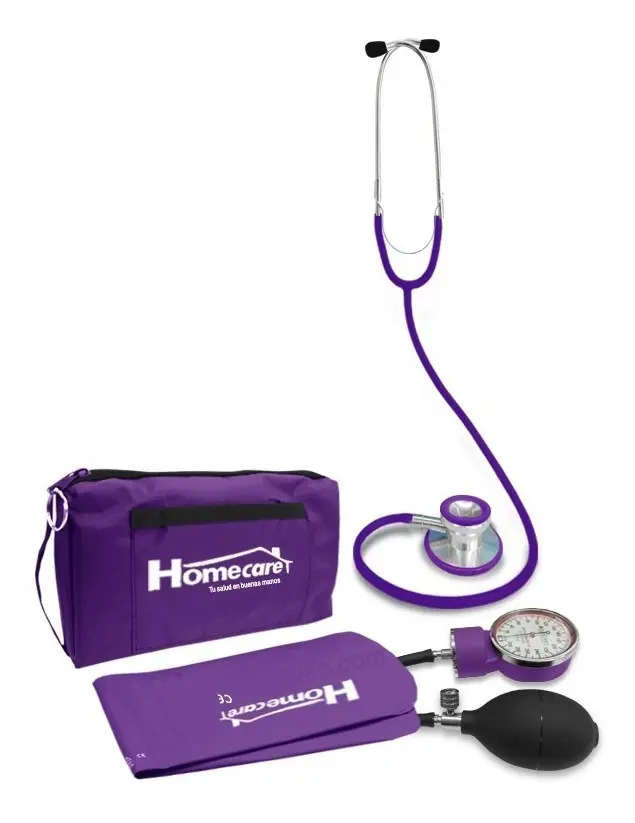 Kit Baumanómetro Aneroide Con Estetoscopio Doble Color Morado