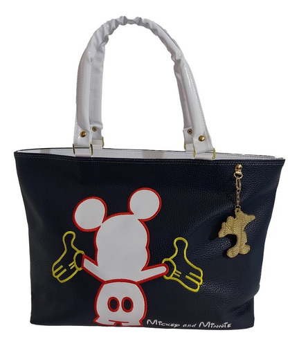 Bolsa De Mano De Mickey Mouse, Color Azul Oscuro Con Blanco Y Rojo 