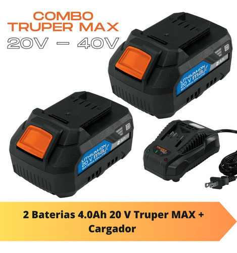 2 Baterias Pila 20v 4ah Truper Max + Cargador 101470 101408 