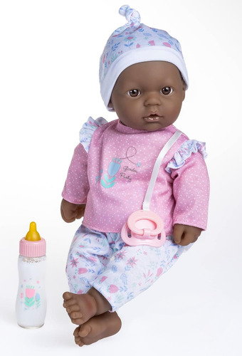 Muñeca Bebé Afroamericana De Atuendo Floral Jc Toys