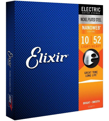 Cordas Guitarra Elixir 010 Light Heavy Revestimento Nanoweb