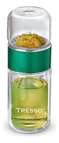 Botella De Vidrio Doble Pared Con Infusor Para Tisana 250 Ml Color Verde