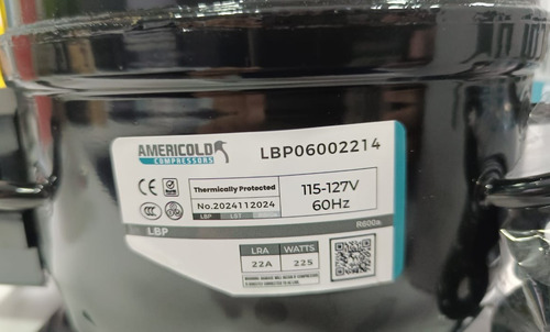 Compresor 1/4hp Baja R600a 110v 225w 767btu Americold