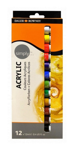 Pintura Acrílica Tubo Daler Rowney Simply 12 Colores 12ml