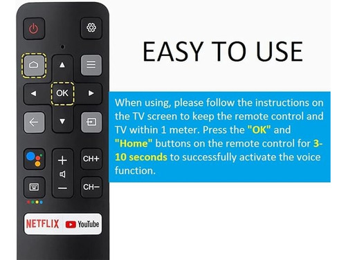Control Remoto Para Tcl Android Smart Tv Capacidades De Voz