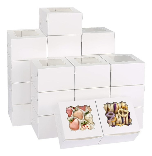 Mini Cajas Con Ventana Para Pasteles Donas Regalos Pan 30 Pz