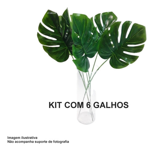 Imagem 3 de 4 de 6 Costela De Adão Folhagem Artificial Costelinha Flor Decor