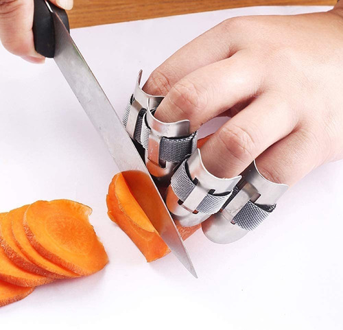 protector de dedos protector de pulgar herramienta de cocina para cortar alimentos Paquete de 6 protectores de dedos de acero inoxidable fundas seguras para la punta de los dedos cortar verduras