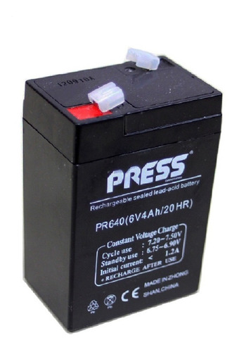 Bateria De Gel Recargable 4 Amper/hs, 6 Volts Marca Press
