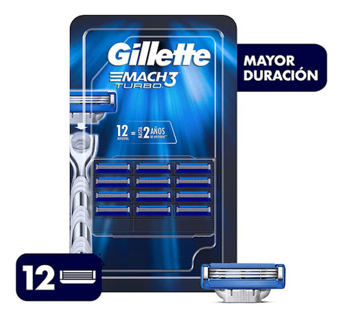 Repuestos De Afeitar Gillette Mach3 Turbo X 12 Und