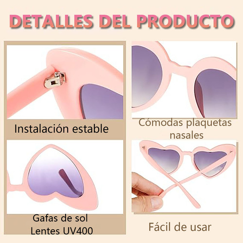 Gafas De Sol Lentes De Sol Con Forma De Corazón Clásico Para Mujervintage Niños Corazón Gafas De Sol Gafas De Sol Vintage Casual 12 unidades