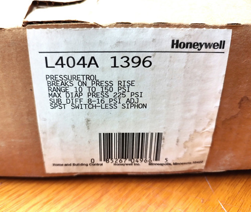 Control De Presión 10 A 150 Psi Modelo L404a1396 Honeywell